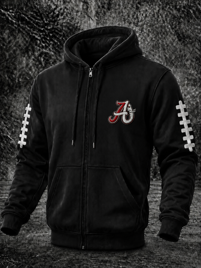 Men'S Sports Football Printed Zipper Hoodie