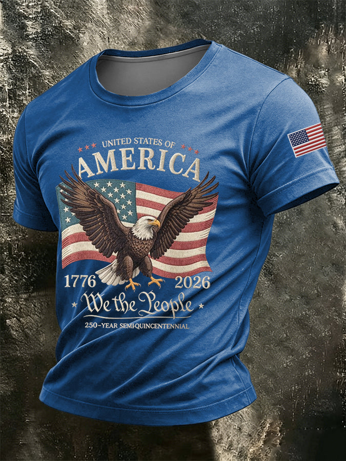 Men'S America Flag Printed Casual T-Shirt