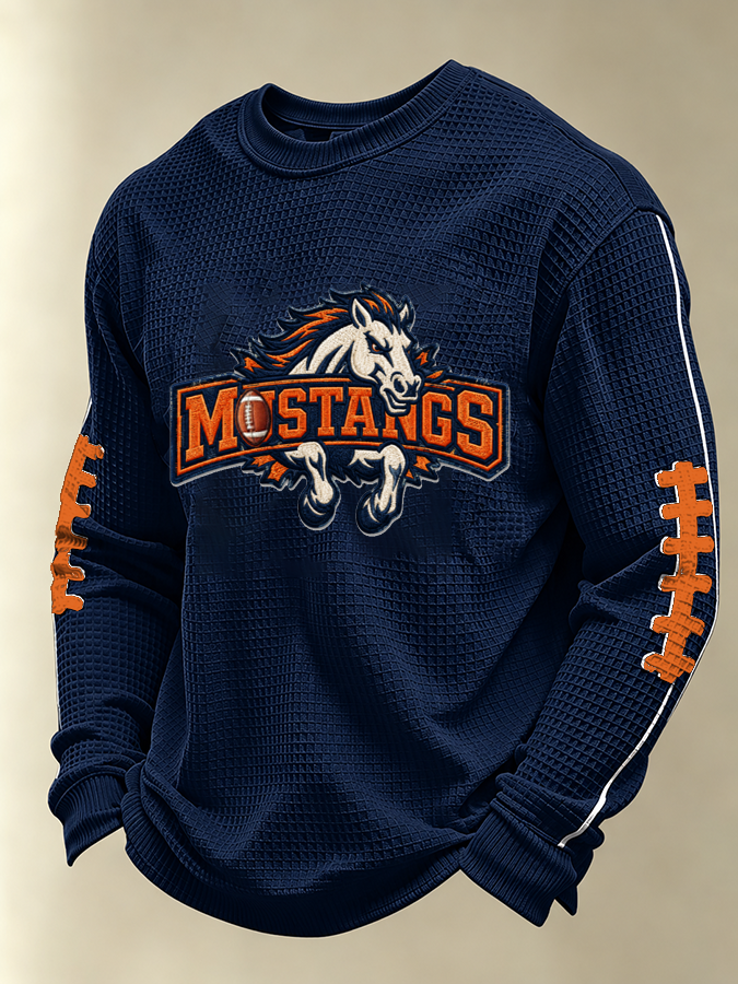 Men's Football Waffle Fabric Long-sleeved T-shirt