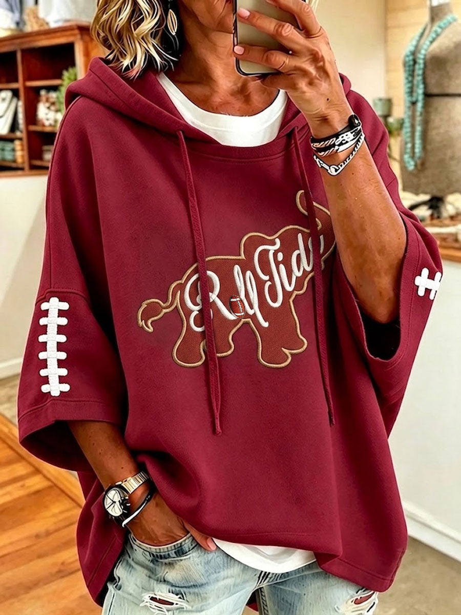 Women'S Retro Rugby Printed Hoodie