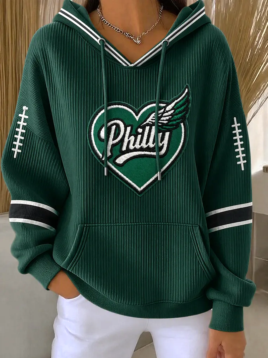Women'S Football Eagle Print Hooded Sweatshirt