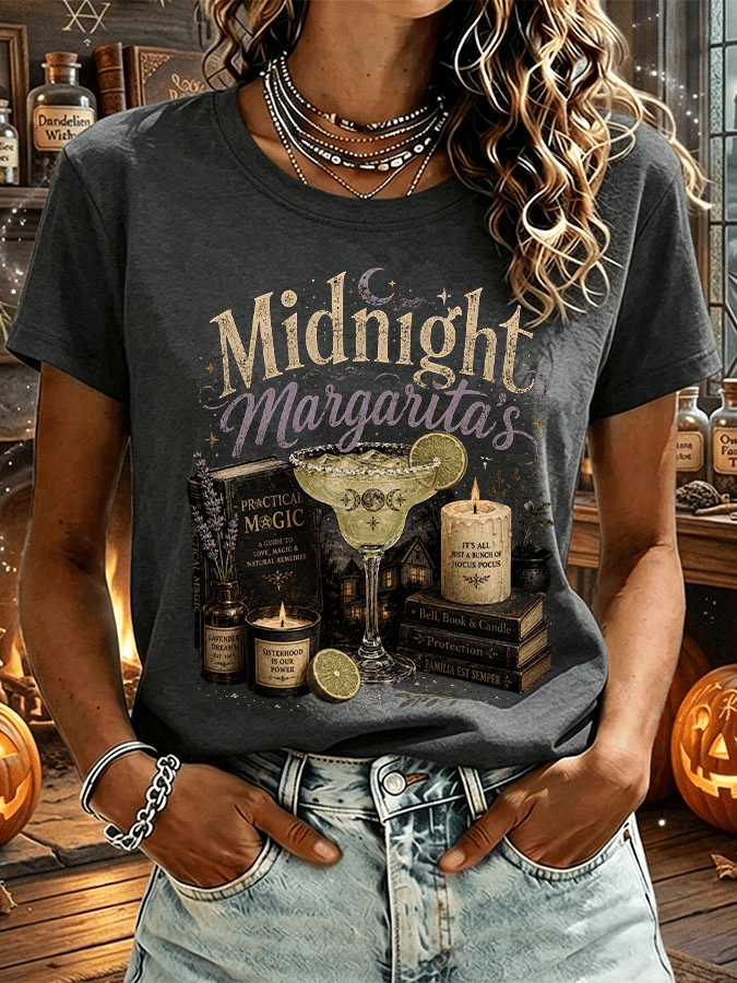 Women's Midnight Margaritas Print Casual T-shirt