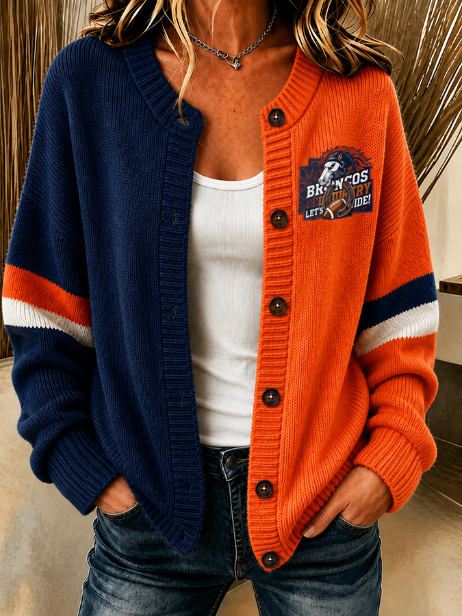 Women'S Football Fans Print Knitted Cardigan Top