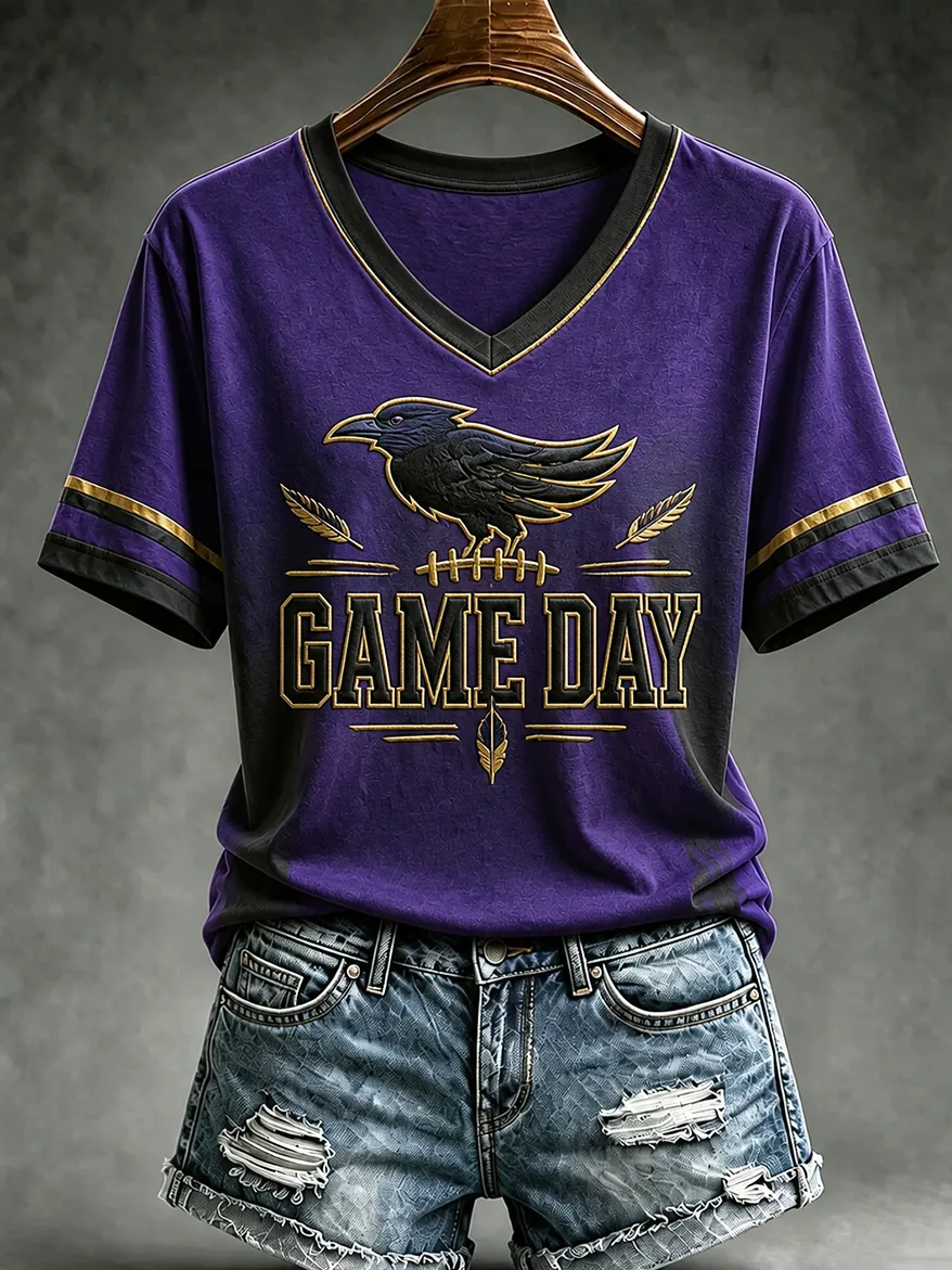 Women'S Football Print Short-Sleeve T-Shirt