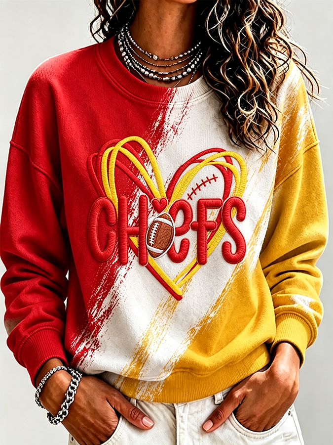Women's Football Printed Casual Sweatshirt
