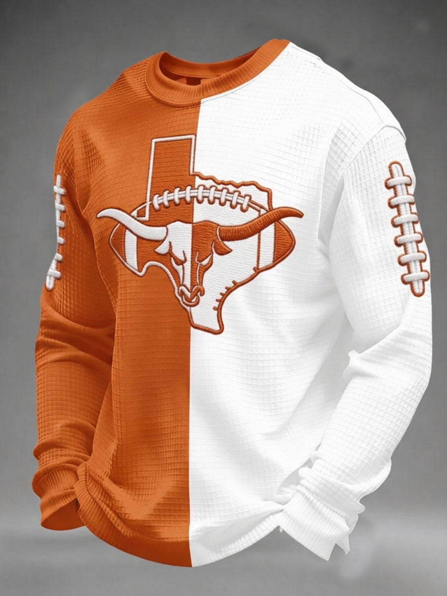 Men'S Football Printed Waffle Sweatshirt