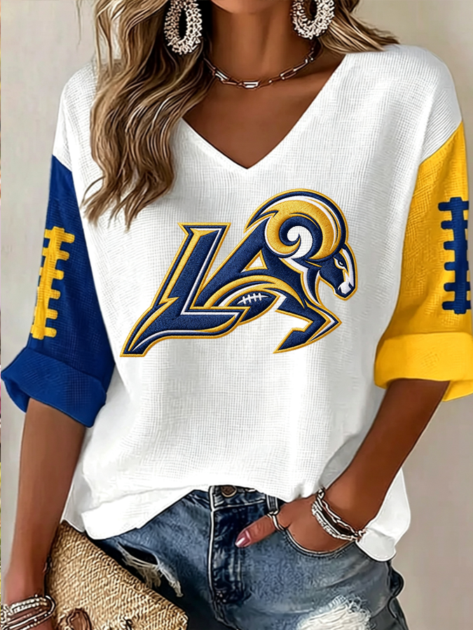 Women'S Football Print Waffle Top
