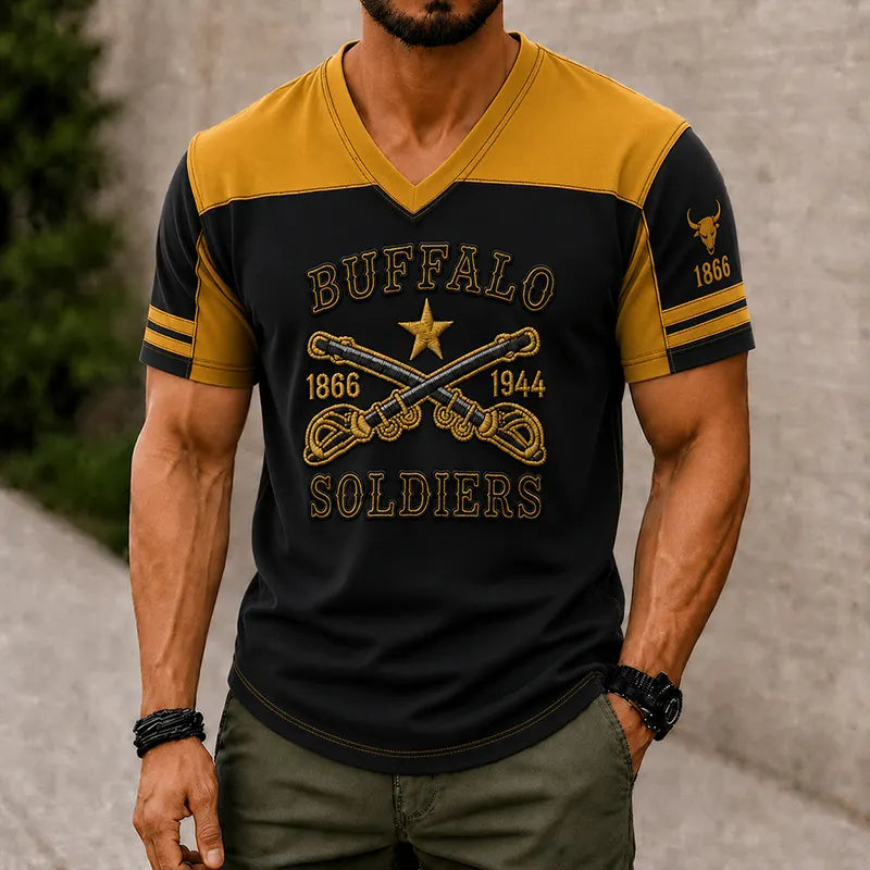 Men's Buffalo Soldier Summer V-Neck T-Shirt