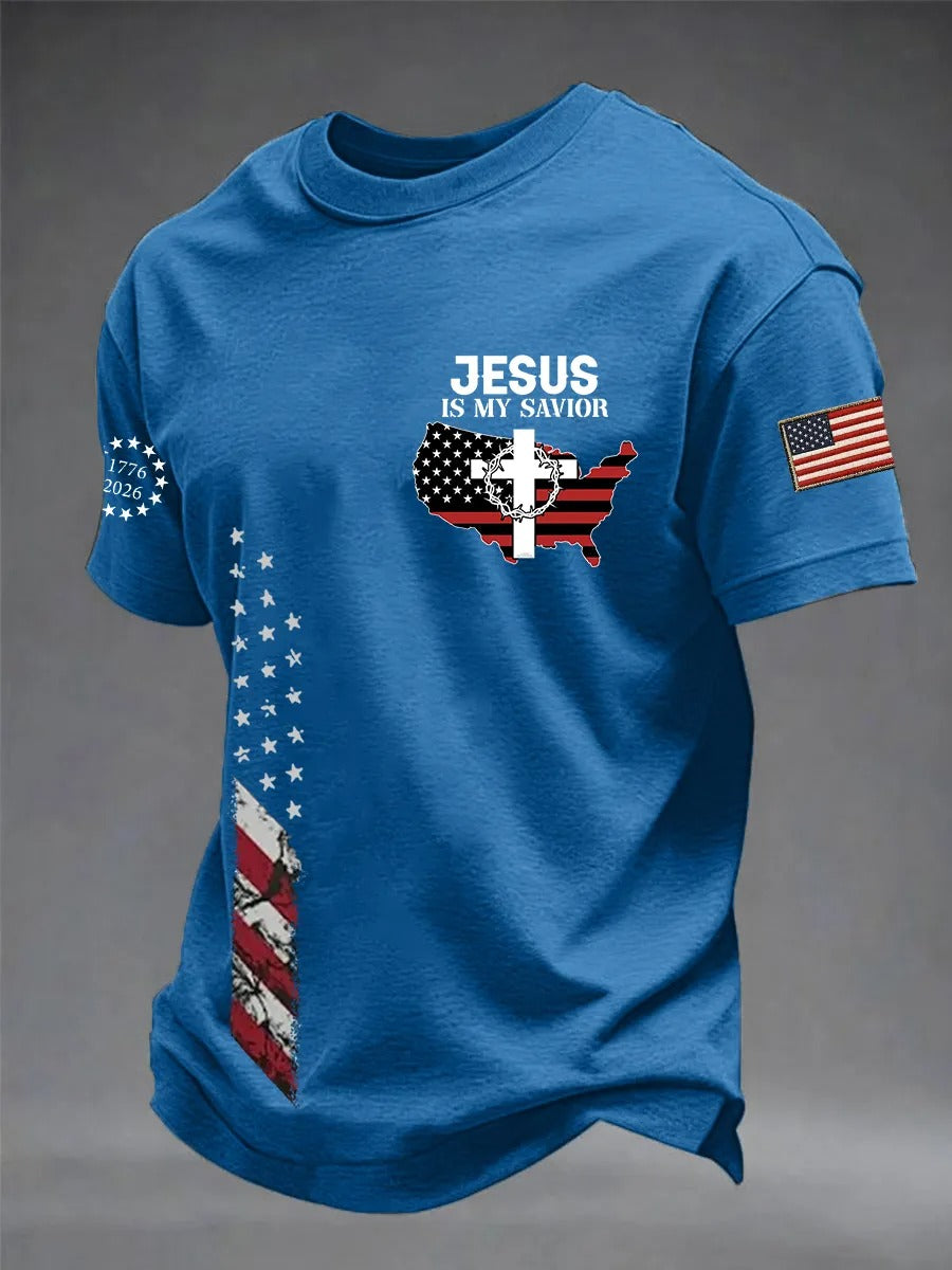 Men's American Flag Printed Casual Independence Day Patriotic T-shirt