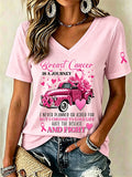 Women'S Pink Ribbon Print Printed T-Shirt