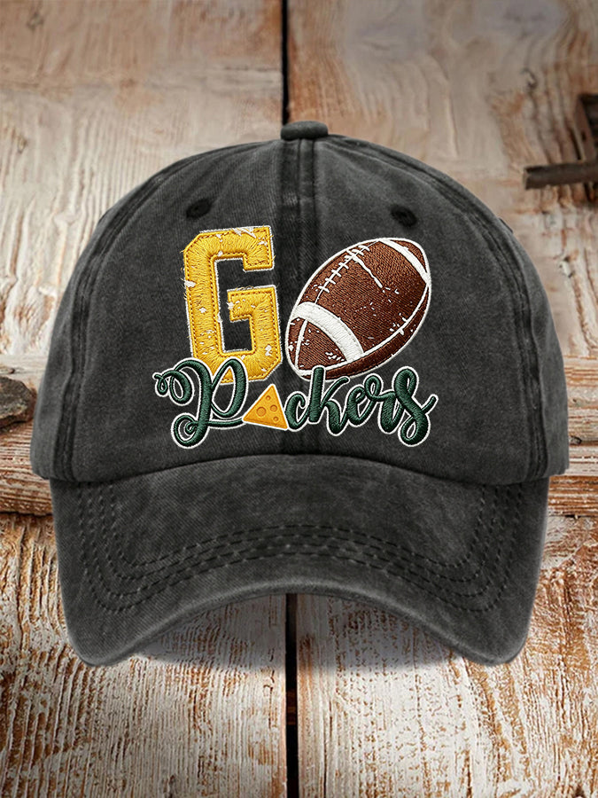 Unisex Football Washed Retro Printed Baseball Cap