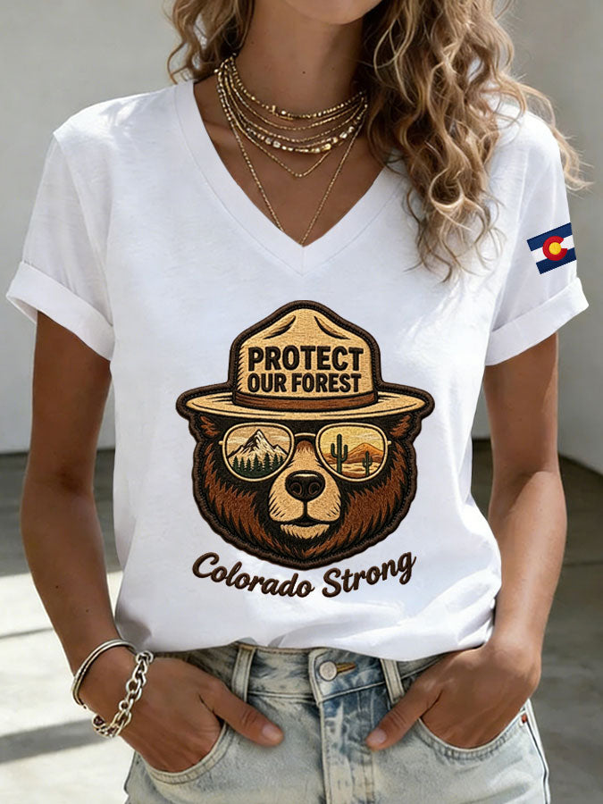 Women'S Colorado Strong Printed V-Neck T-Shirt