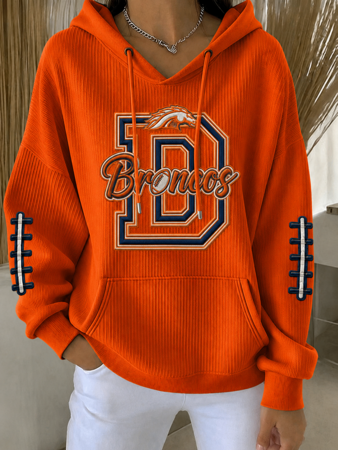Women'S Football Printed Hooded Sweatshirt