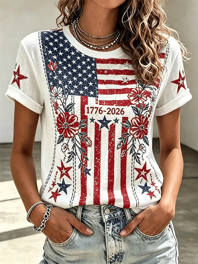 Women'S American 250th Anniversary Print Short-Sleeve T-Shirt