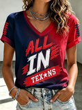 Women'S Rugby Printed V-Neck T-Shirt