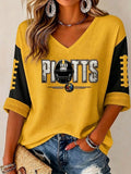 Women'S Football Print Waffle Top