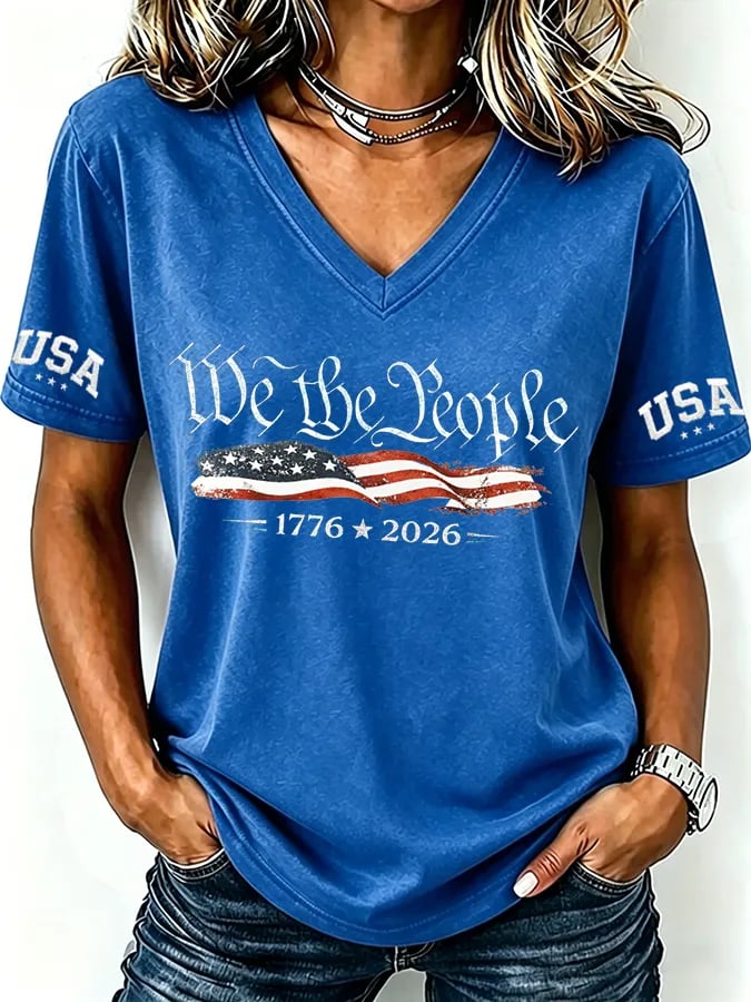 Women's USA 250th Anniversary Print Casual T-shirt