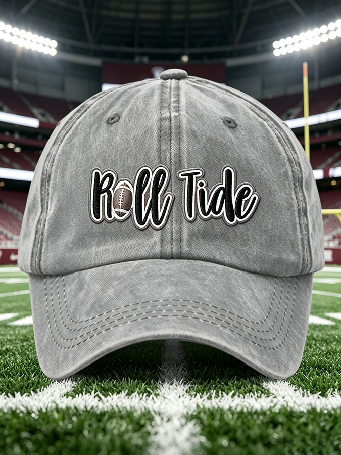 Unisex Rugby Print Washed Duckbill Cap