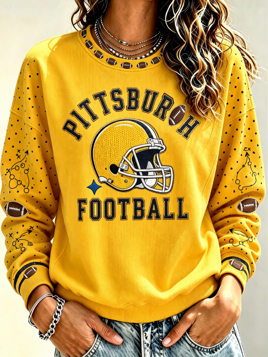 Women'S Football Print Casual Sweatshirt