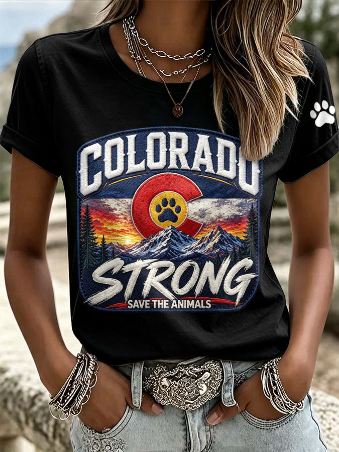 Women'S Retro Colorado Print T-Shirt
