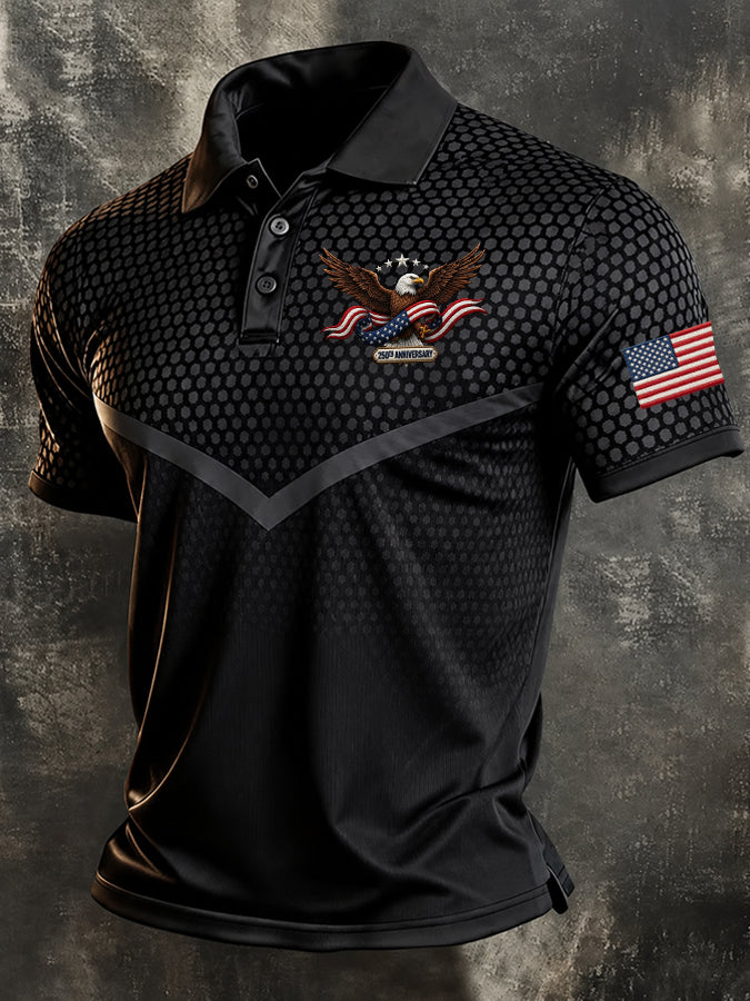 Men's The United States Of America Print Casual Polo Shirt