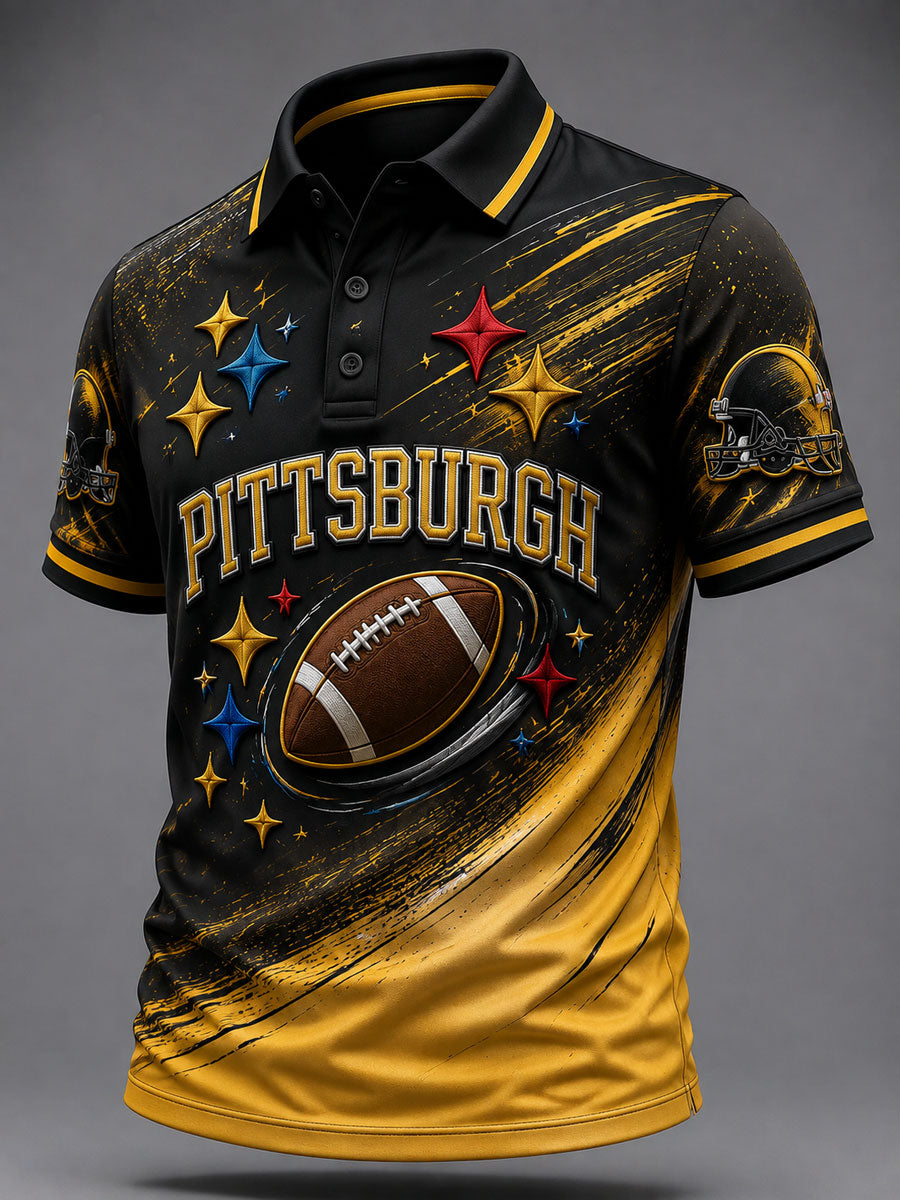 Men'S Football Fan Printed Polo Shirt