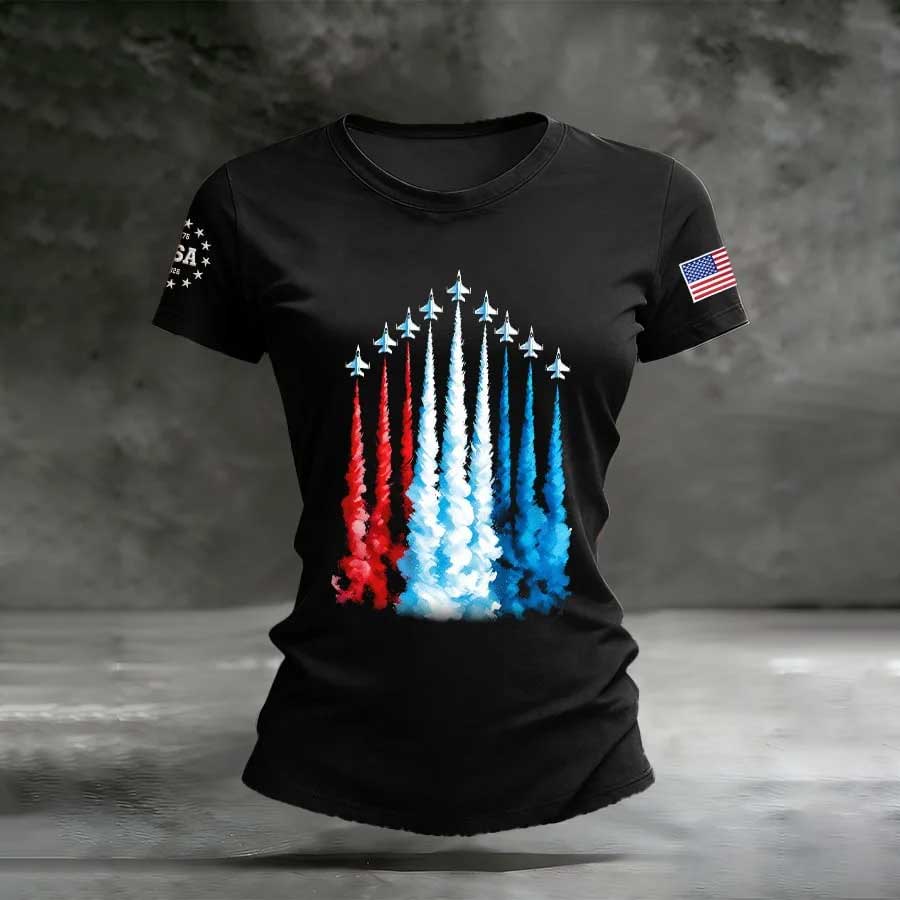 Women's US 250 – Red, White & Blue Sky Tribute Print Shirt