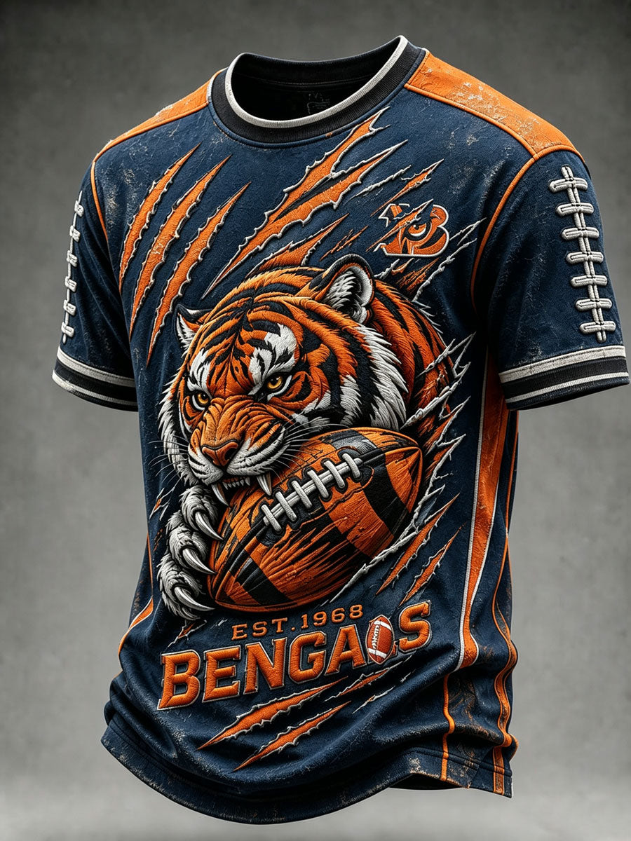 Men's Football Printed Round Neck T-Shirt