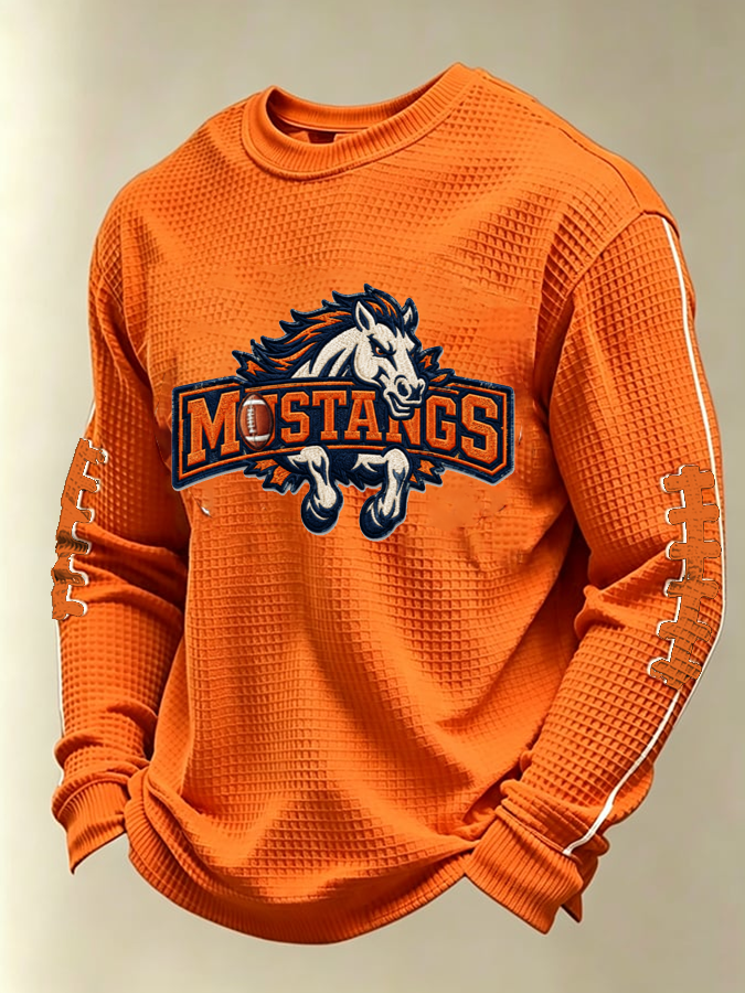 Men's Football Waffle Fabric Long-sleeved T-shirt