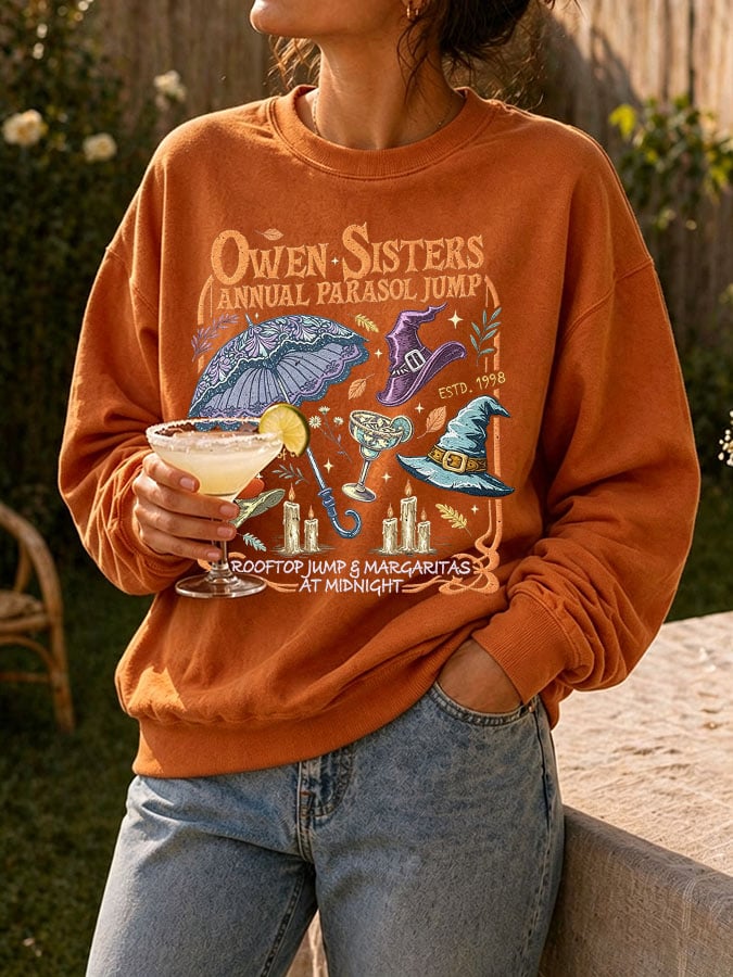 Women's Owens Sisters Annual Parasol Jump Print Casual Sweatshirt