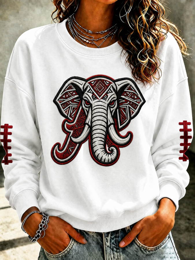 Women'S Rugby Printed Round Neck T-Shirt