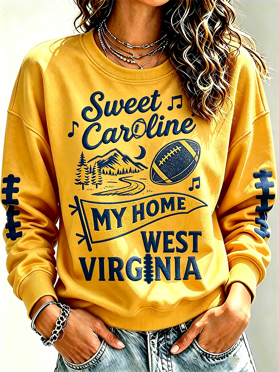 Women'S Retro Football Round Neck Sports Hoodie