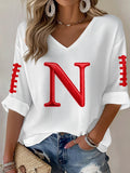 Women'S Football Print Waffle Top