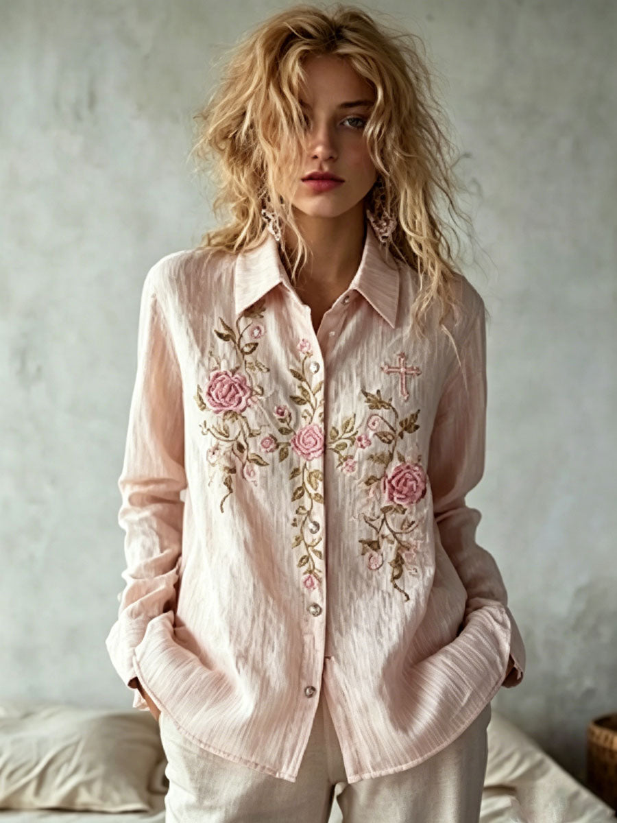 Women'S Casual Floral Faith Print Top