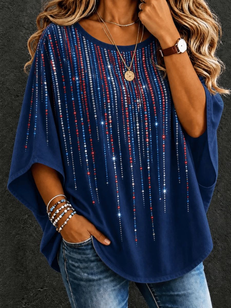 Women's American Flag Vintage Loose T-Shirt