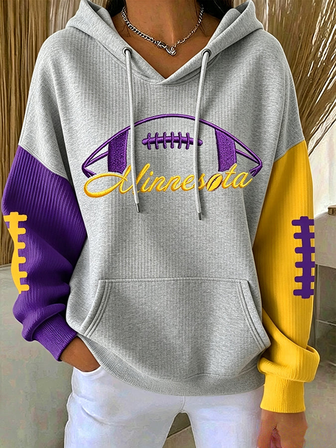 Women'S Football Fans Print Hooded Sweatshirt