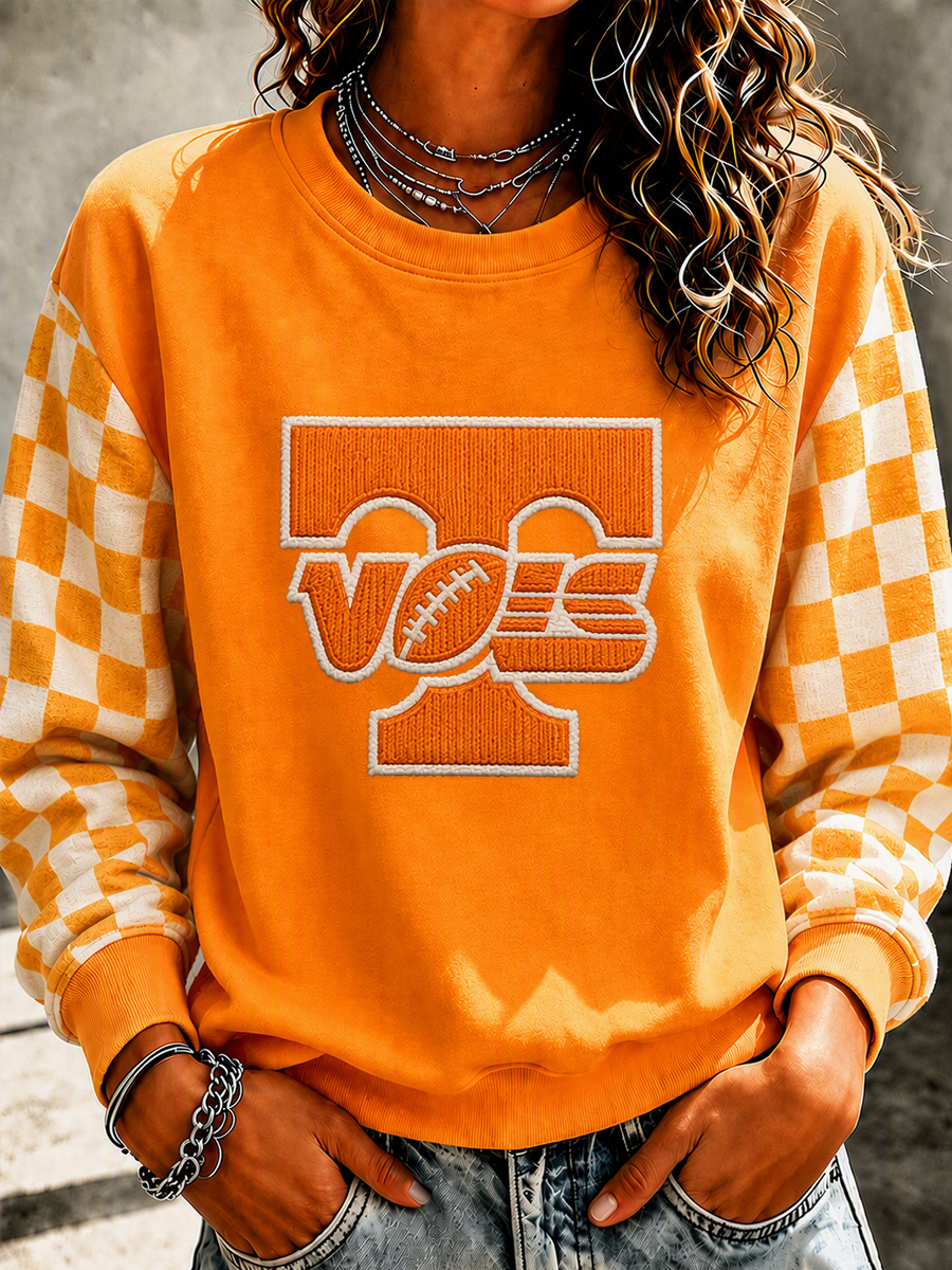 Women'S Retro Football Round Neck Sports Shirt