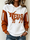 Women's Football Print Waffle Hooded Sweatshirt