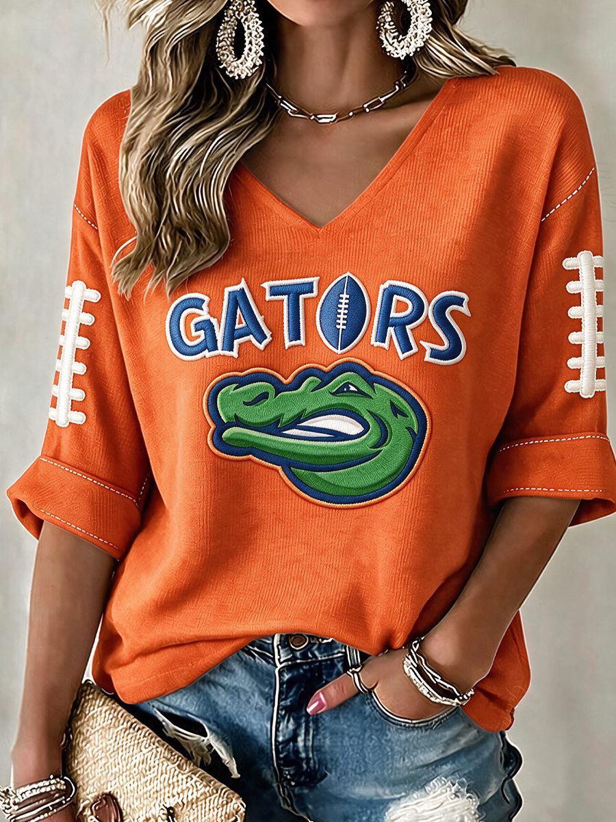 Women'S Football Print Waffle Top