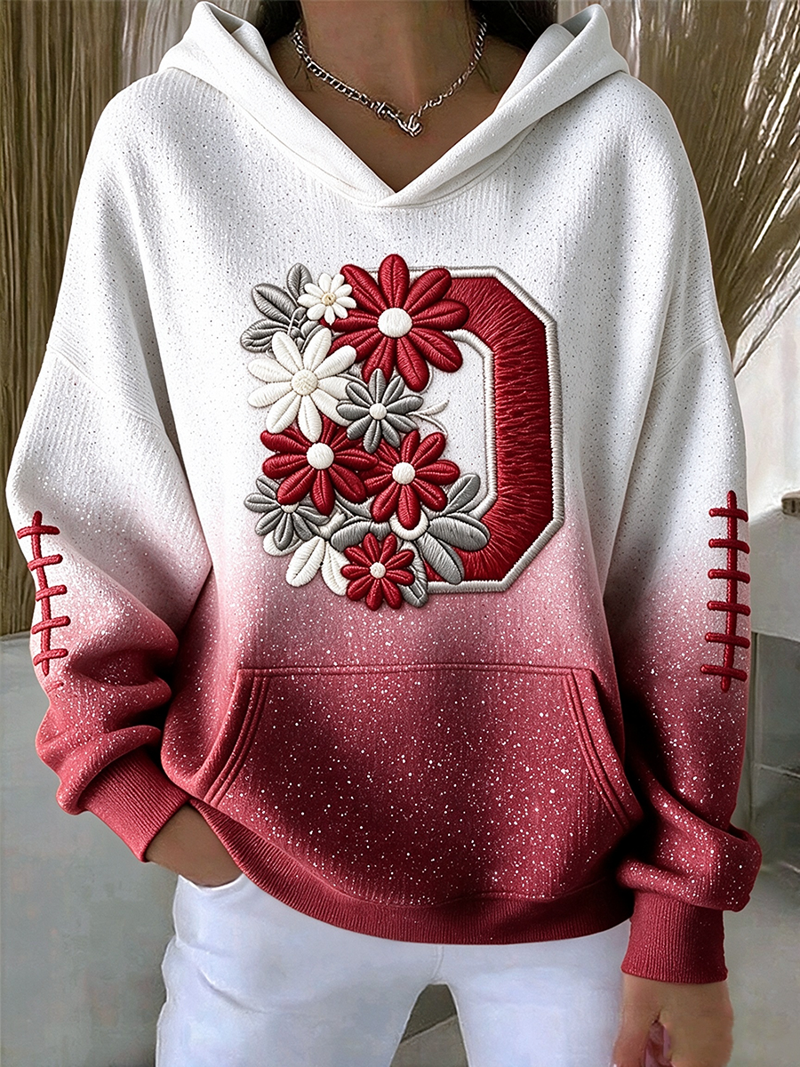Women's Football Fan Printed Vintage Hoodie