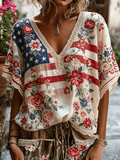 Women's Casual USA 250th Celebration Print Short Sleeve T-shirt