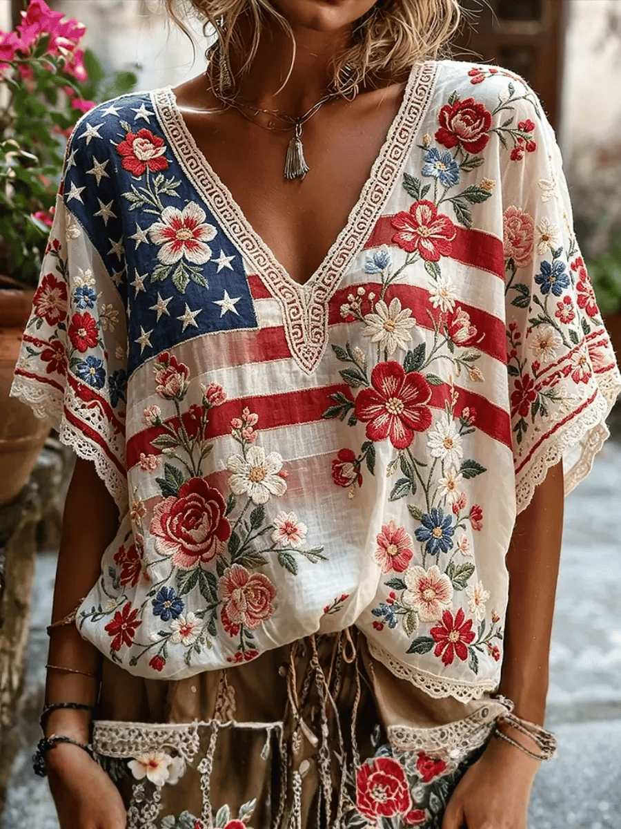 Women's Casual USA 250th Celebration Print Short Sleeve T-shirt