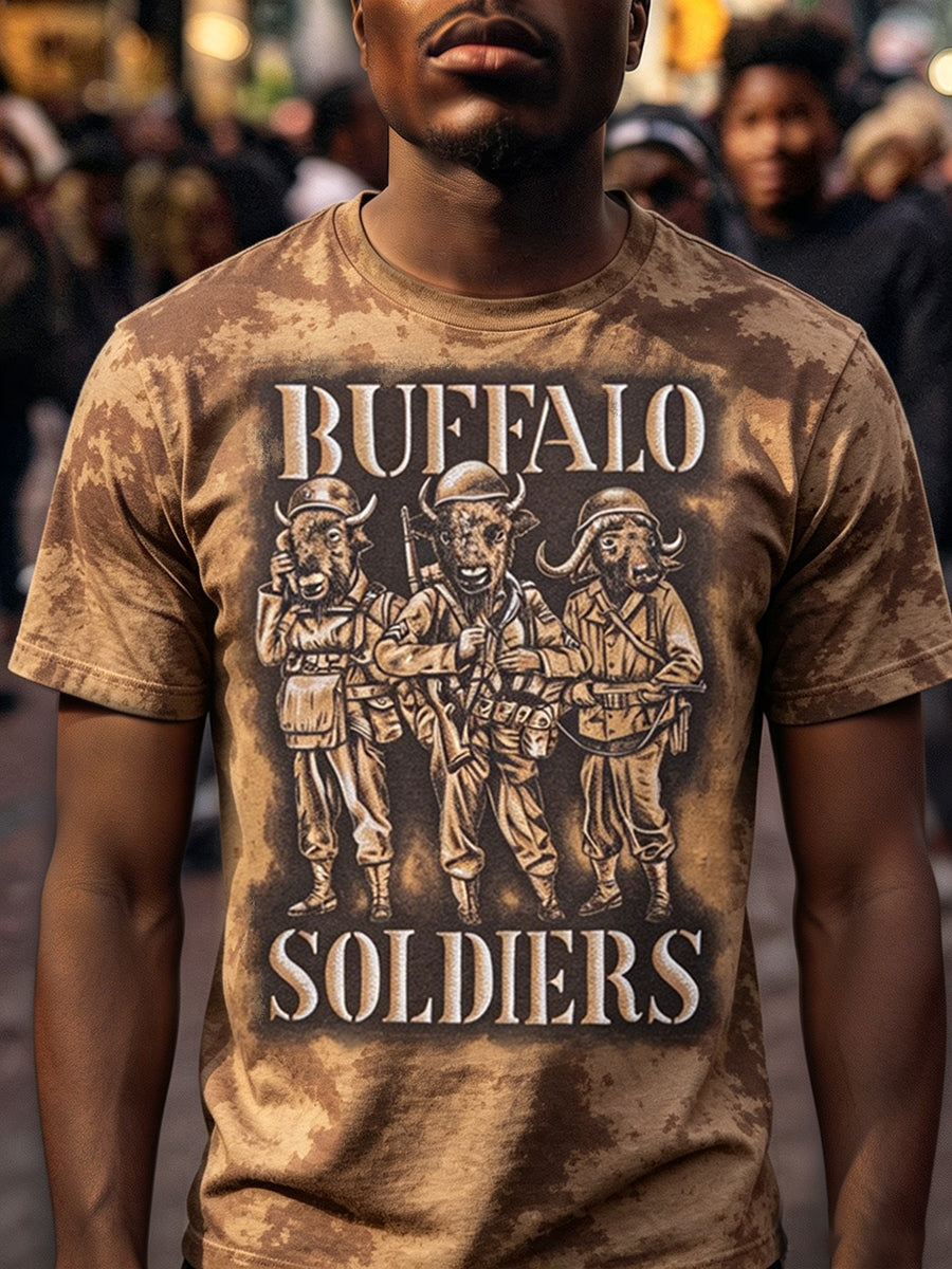 Retro Buffalo Soldier Art Print Men's Casual T-Shirt