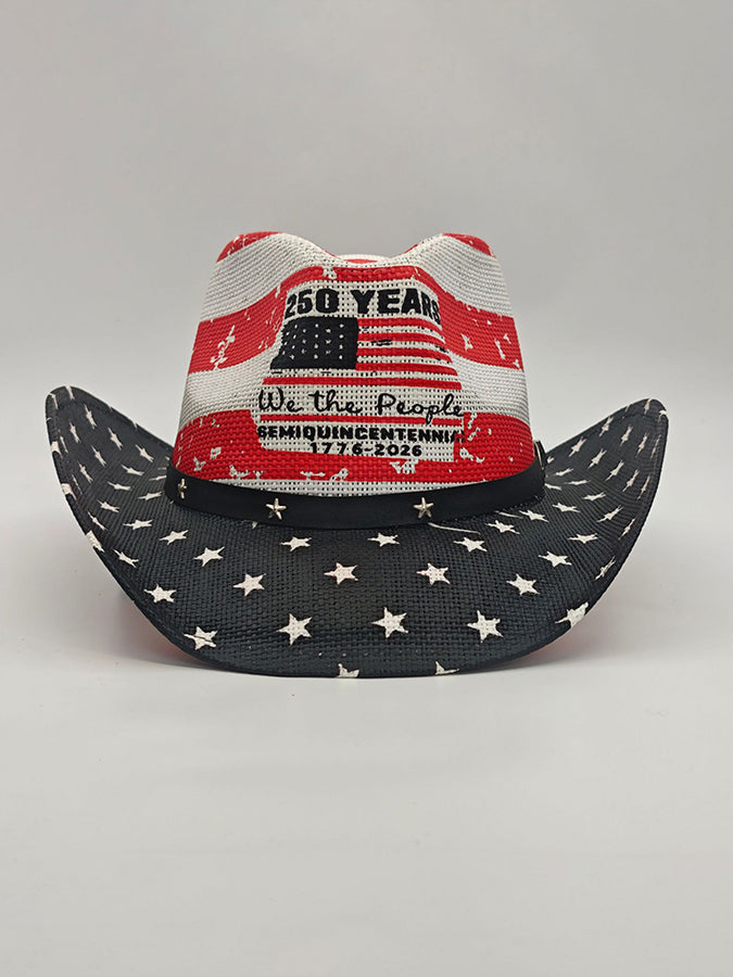 Unisex Anniversary Commemoration Our People's Half Century Commemoration Star Stripe Printed Wide brimmed Cowboy Hat