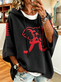Women'S Retro Rugby Printed Hoodie