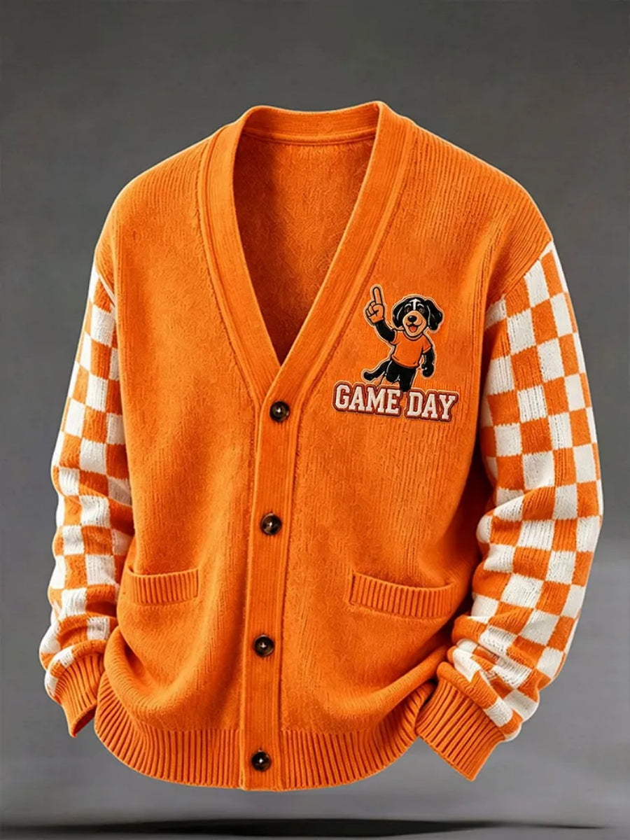 Men'S Football Game Day Print Casual Cardigan