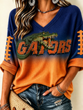 Women'S Football Print Waffle  Top