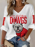 Women'S Football Print Waffle  Top