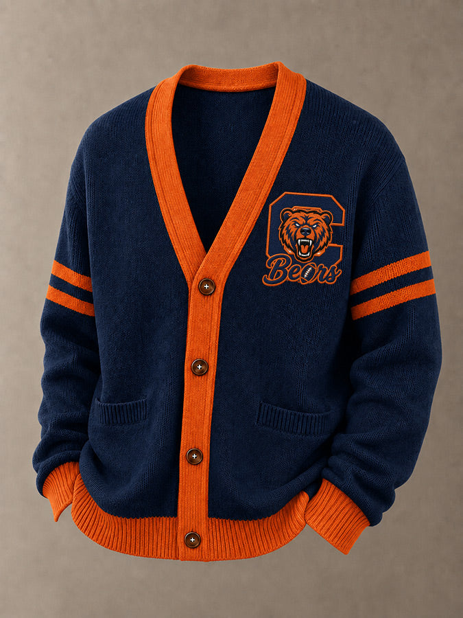 Men'S Casual Rugby Printed Cardigan