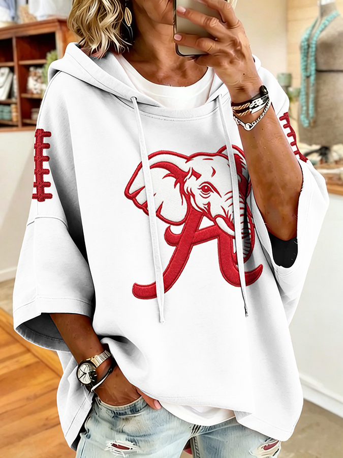 Women'S Retro Rugby Printed Hoodie